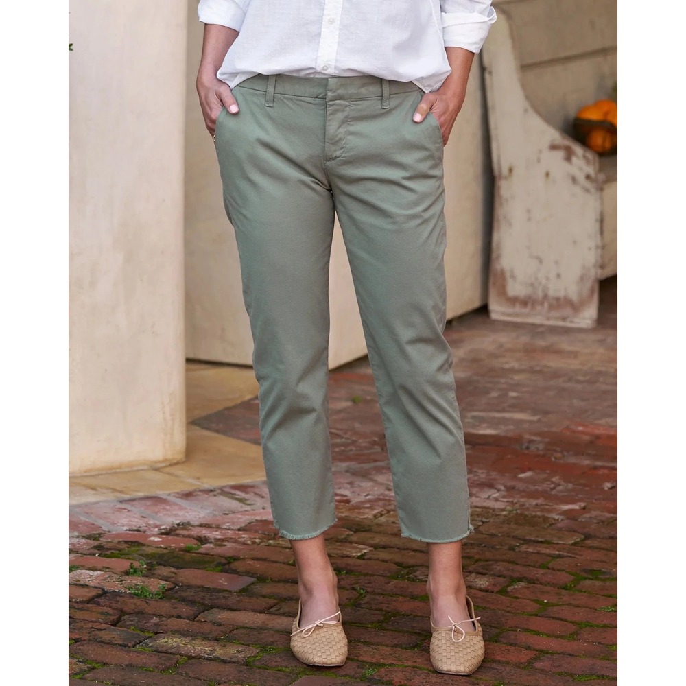 Frank & Eileen Wicklow Italian Chinos Rosemary Green Cropped Pants Women's Sz 4